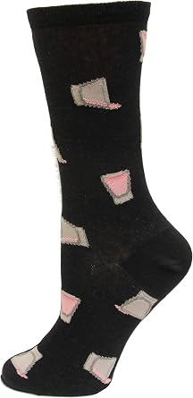 Hot Sox Shot Glasses Socks, Black, 1 Pair, Women Shoe 4-10