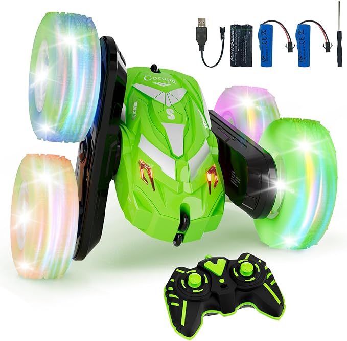 Cocopa Macchina Telecomandata per Bambini con Luce, Giochi Bambini 3 4 5 6 7 Anni, Regalo Bambino 4 5 6 7 8 9 Anni Maschio Giocattoli Natale Compleanno, 4WD RC Auto Radiocomandata 4x4 (Verde)