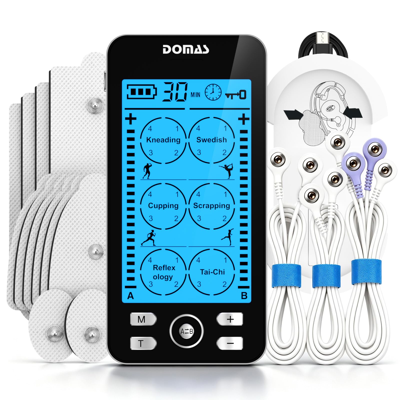 24 Modes TENS Unit Muscle Stimulator with 3.75’’ Large Screen,TENS Machine with 12 Pads & Rechargeable Electronic Pulse Massager Muscle Massager for Shoulder, Neck, Back Pain Relief & Muscle Recovery