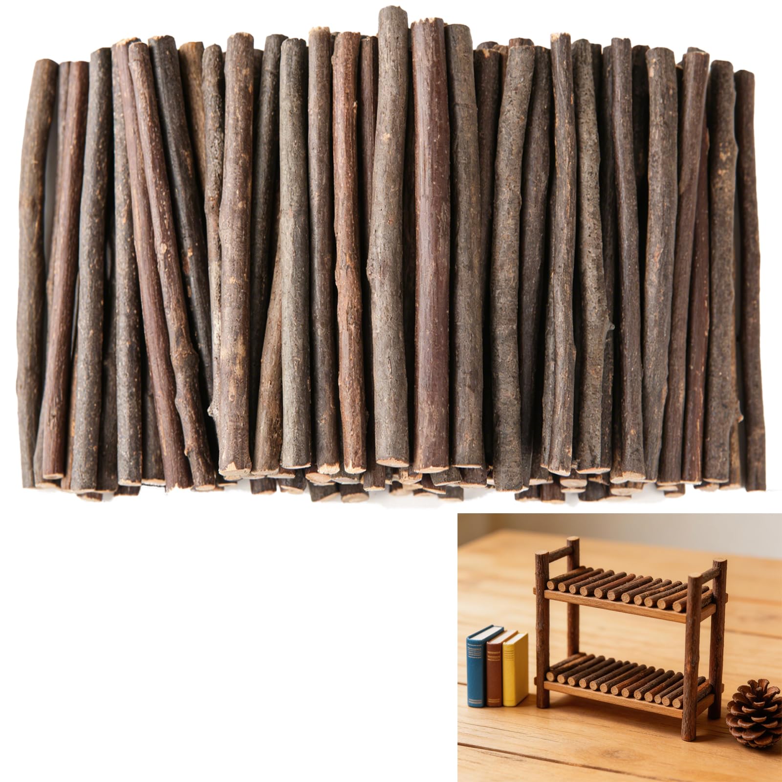 Wooden Sticks for Craft, Twigs and Sticks for Crafting, 80 Wooden Craft Sticks, 10 cm Length, Natural Wood Sticks for Creative Projects