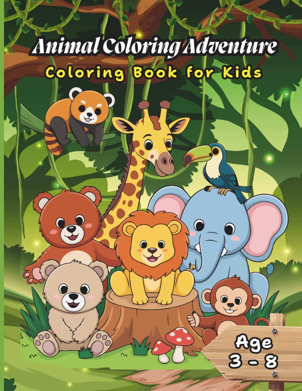 Animal coloring Adventure: 50 Cute Animal Illustrations for Kids Ages 3 - 8