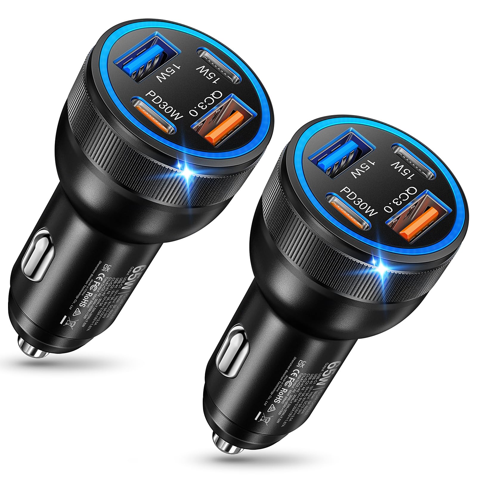 Cargador de coche USB C de 4 puertos para cargar móvil y tablet 8