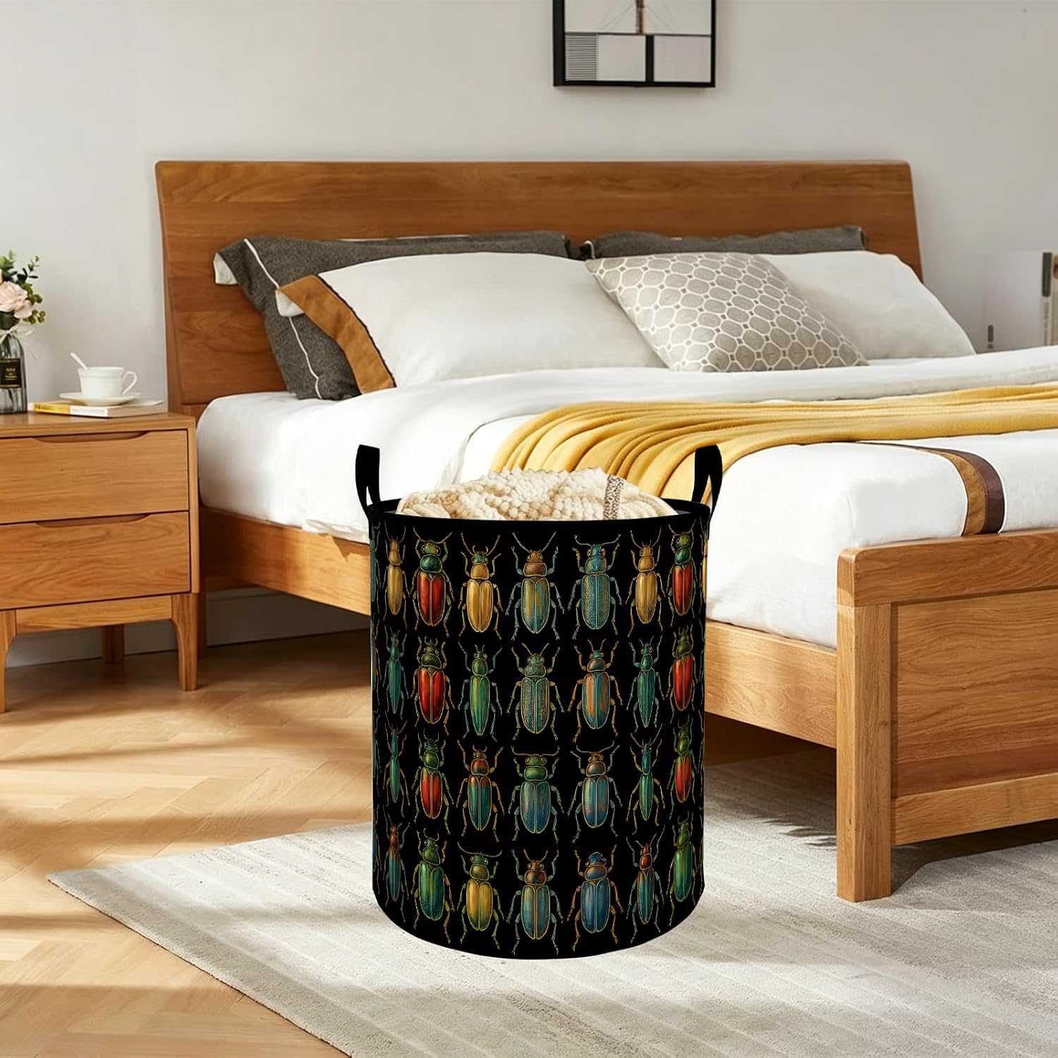 Vintage Beetle Laundry Basket Classic Insect Specimen Waterproof Oxford Fabric Cloth Storage Hamper, 19.7x15.7 Inch Dark Portable Dirty Baskets Decor Gifts for Living Room Bathroom image 5