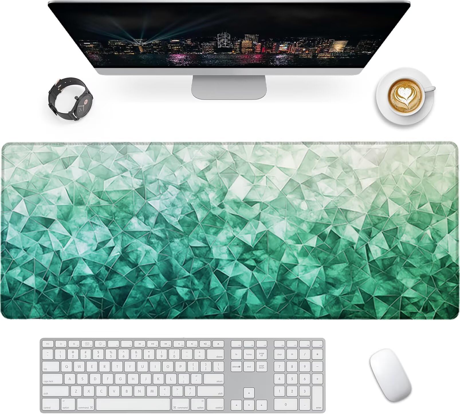 Lpfieonn Geometrie Großes Schreibtischunterlage, XXL Schreibtischunterlagen, Blau XXL Wasserdicht Gaming Mousepad mit Vernähter Rand und Rutschfeste Gummibasis, für Laptop/Hause/Büro 120x60cm PF-1703