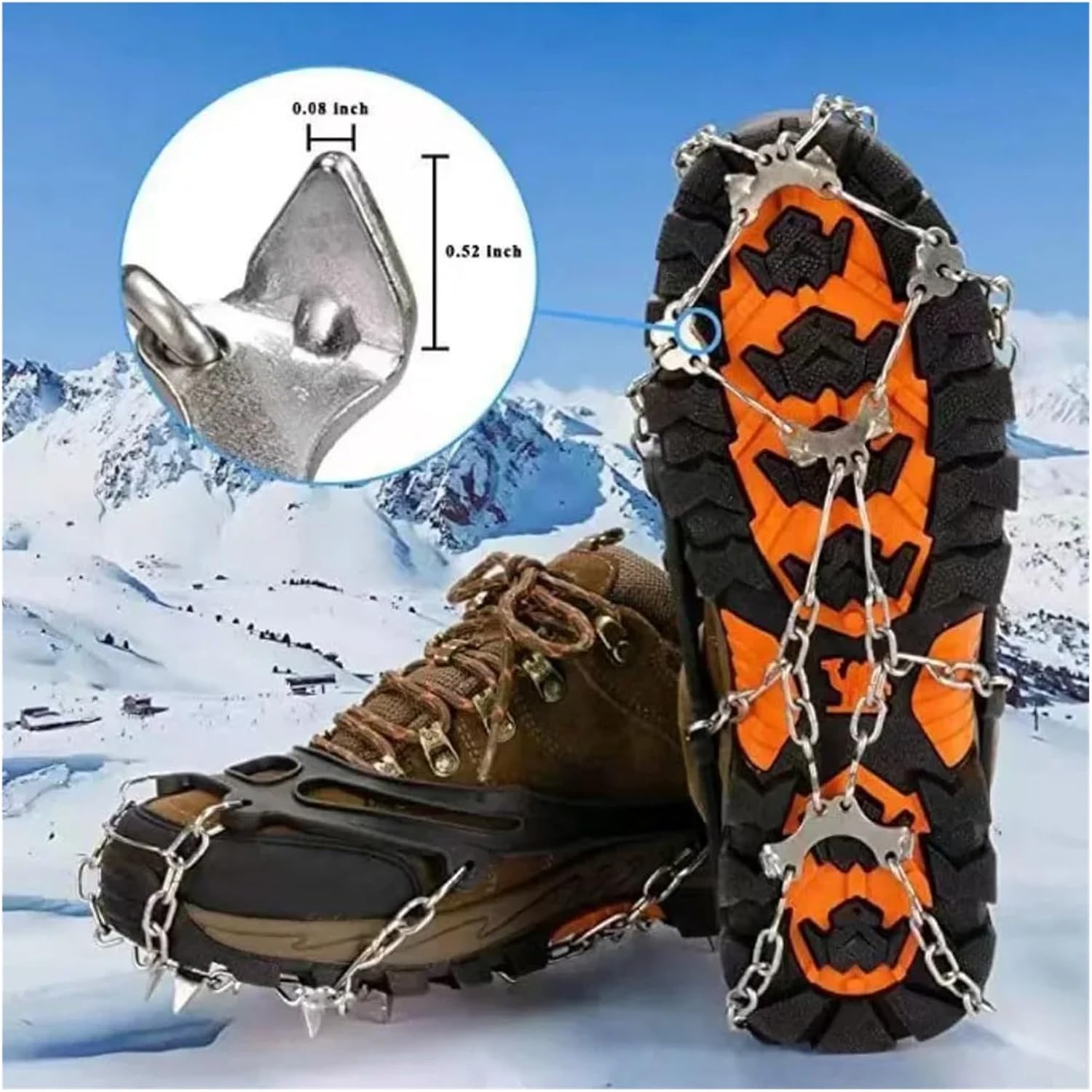 Winter Commute Outdoor Winter Hiking Climbing Snow Spikes Crampons Cleats Chain Claws Grips Boots Cover Ice Gripper Spike for Shoes Anti
