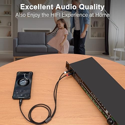 Miniatura 3 de J&D Cable USB C a doble divisor estéreo de 0.250in 14 pulgadas, USB tipo C a doble cable de audio TS de 14 pulgadas para teléfono inteligente,