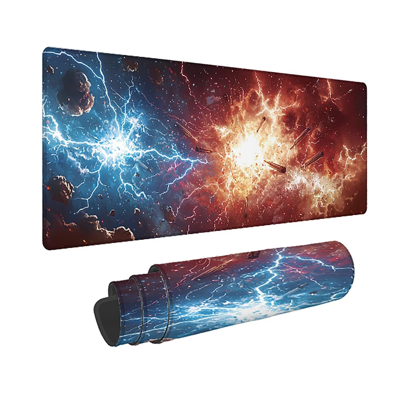 Podkładka pod mysz do gier XXL wielokolorowa krajobraz, mata na biurko XXL - 1400 x 600 x 3 mm - pod biurko, mysz dla graczy antypoślizgowa gumowa podkładka pod mysz zszyte krawędzie, dla graczy