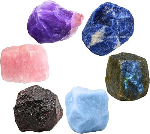Miniatura 30 de Amazing Gemstone Cristales para el período agradable del ciclo menstrual menstrual, juego de 6 piedras de sangre, cuarzo rosa, piedra lunar