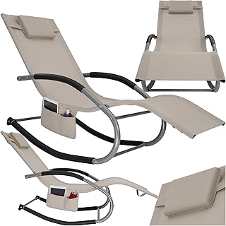 lettino pieghevole lidl 2 tectake® Lettino prendisole a Dondolo da giardino, Sdraio da Giardino, Cuscino Rimovibile, Telaio in Acciaio, Braccioli Imbottiti, Textilene Traspirante e Idrorepellente, Sedia a dondolo - Beige