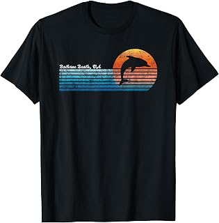 Vintage Buckroe Beach VA 80s Dolphin Sunset T-Shirt