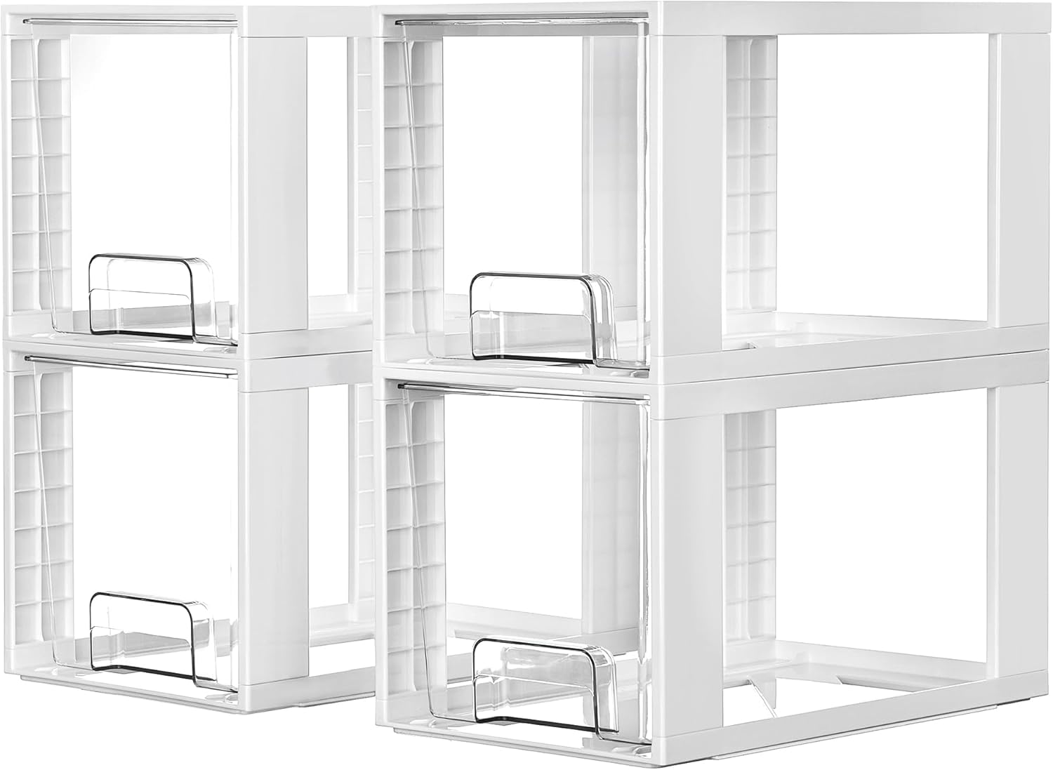 4 Pack Large Stackable Storage Drawers,White,Easily