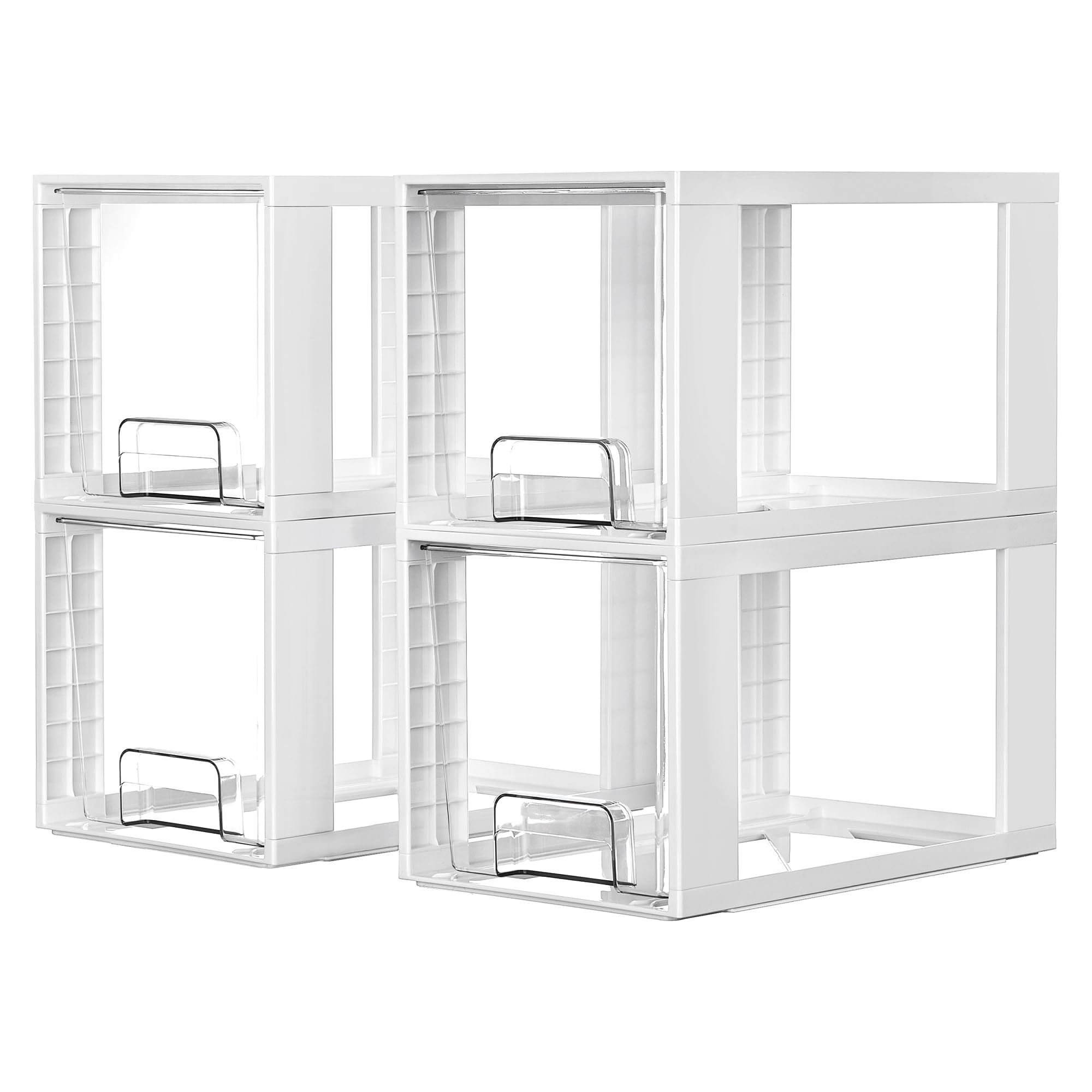 Vtopmart 4 Pack Large Stackable Storage Drawers, White