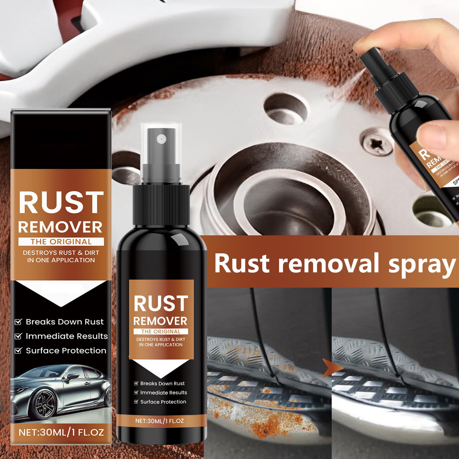 Nexa Rust Remover Spray, 2025 Upgrade Rust Remover for Metal, Multipurpose Rust Stain Remover, Heavy Duty Metal Cleaner, Iron Stain Cleaner Heavy Duty Rust Dissolver for Metal, Tools, Cars (2pcs)