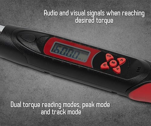 Miniatura 4 de Tapha Herramientas Llave dinamométrica digital ajustable de 2.21 a 44.24 ft-lbs (12-60 N-m) Rango de torque, mordaza ajustable de 0.197-1.063 in,