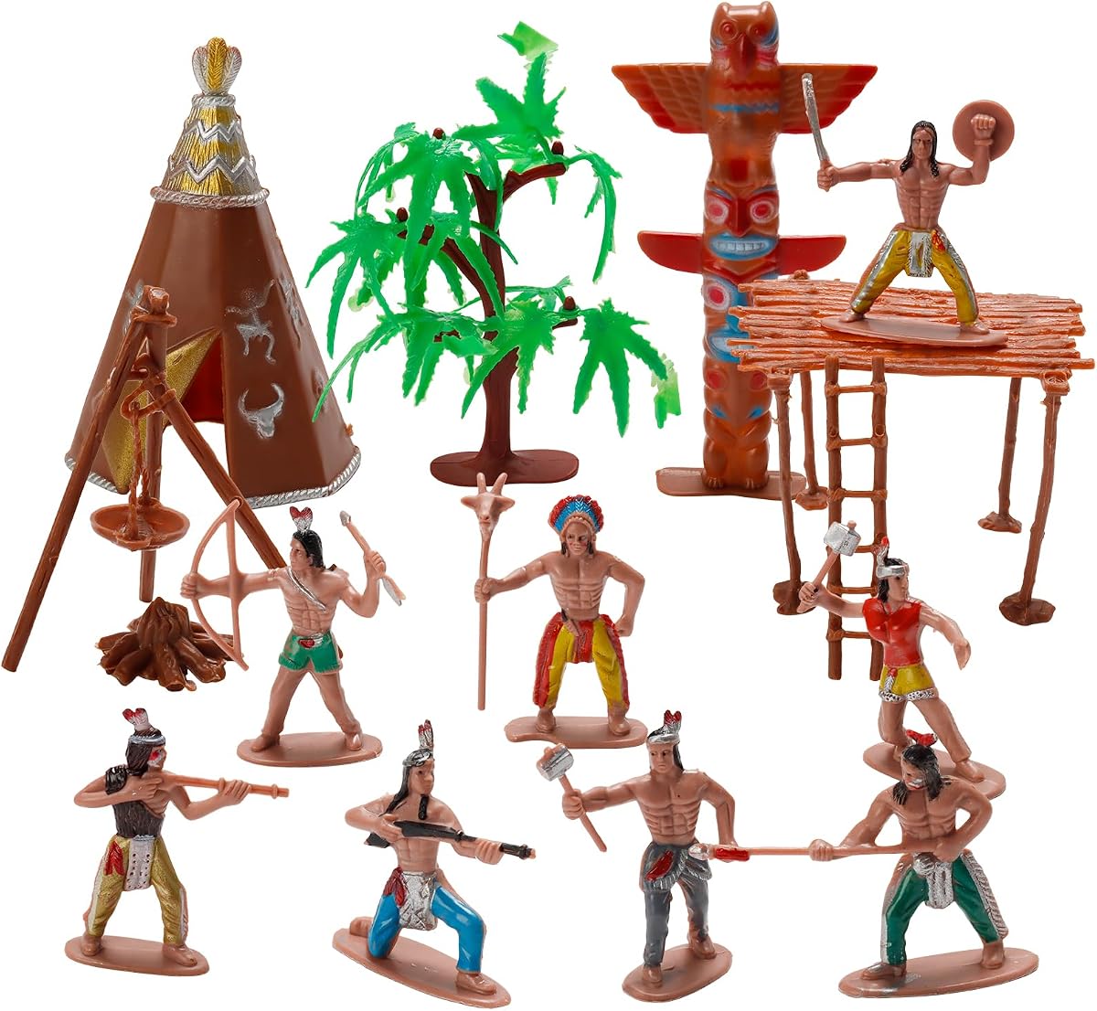 X Hot Popcorn 23 figuras de indios, figuras de indios americanos de resina | Decoración del hogar artesanal DIY, suministros de diorama, decoración de escenas, regalo de cumpleaños