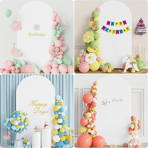 Miniatura 10 de Fomcet Cubierta de arco de boda de 4 pies, color blanco, de 2 caras, de elastano, ajustada, cubierta de arco de tela redonda para fiesta de