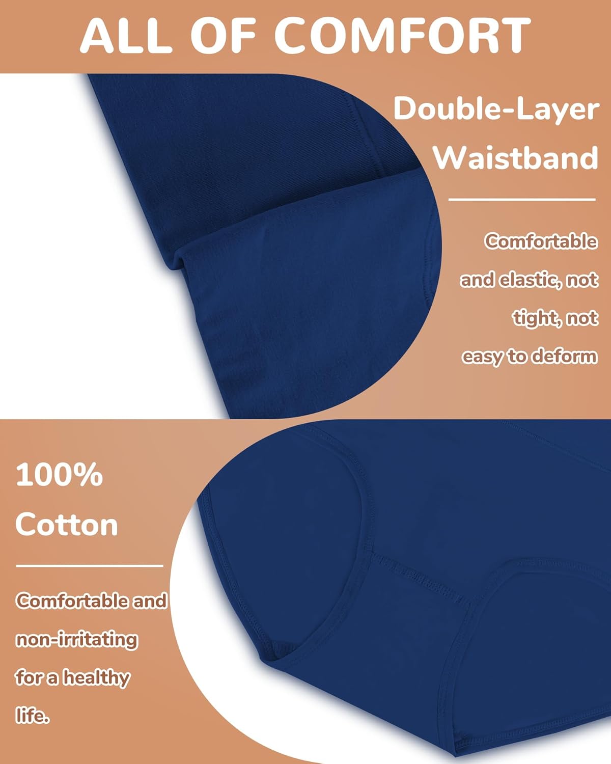 Women's Cotton Underwear High Waisted Ladies Panties Soft Full Coverage Postpartum Briefs 4 Pack - Image 5