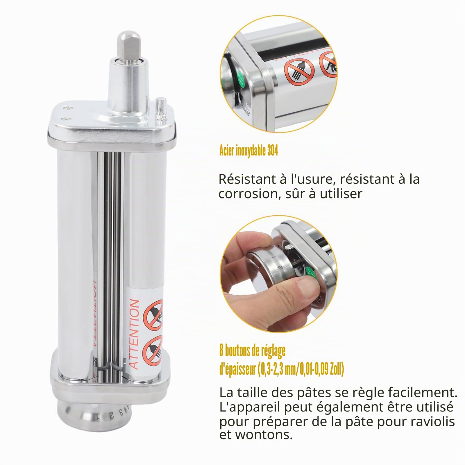 Accessoire pour machine à pâtes Kitchenaid, accessoire de machine à pâtes, coupe-spaghetti, coupe-fettucine, accessoire multifonction pour Kitchenaid (rouleau à feuilles de pâtes)