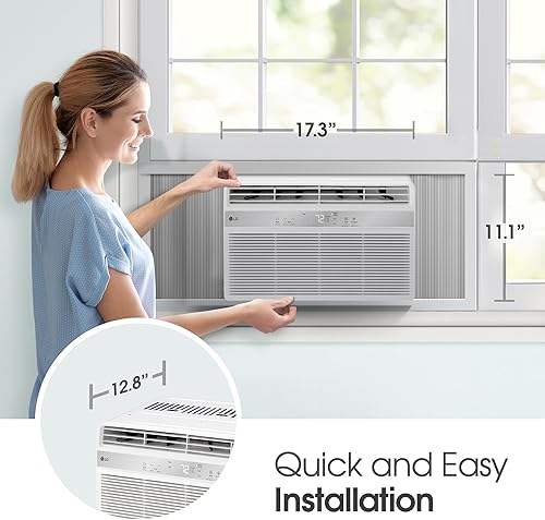 Vista 121 de LG Aire acondicionado de ventana de 10000 BTU [2023] Control remoto con aplicación WiFi, filtro ultra silencioso, lavable, enfría 450 pies cuadrados