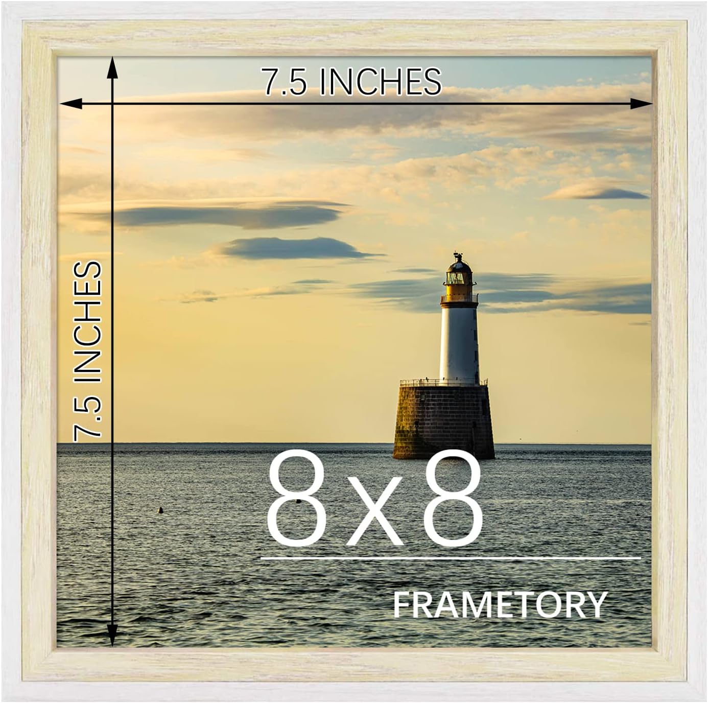 Frametory, 8x8 Picture Frame - Composite Wood with Glass - Square Photo Frame Horizontal And Vertical for Wall And Tabletop (Beige And White, 4 Pack)