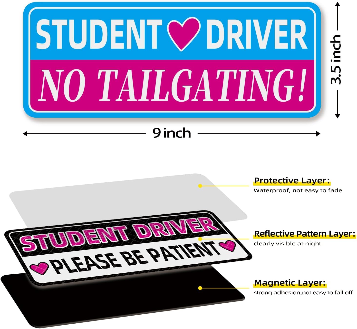 Magnet Me Up Student Driver Please Be Patient Magnet Decal, 3x8 Inches, Heavy Duty Automotive Magnet For Car Truck Suv A2 14384316 - View #6