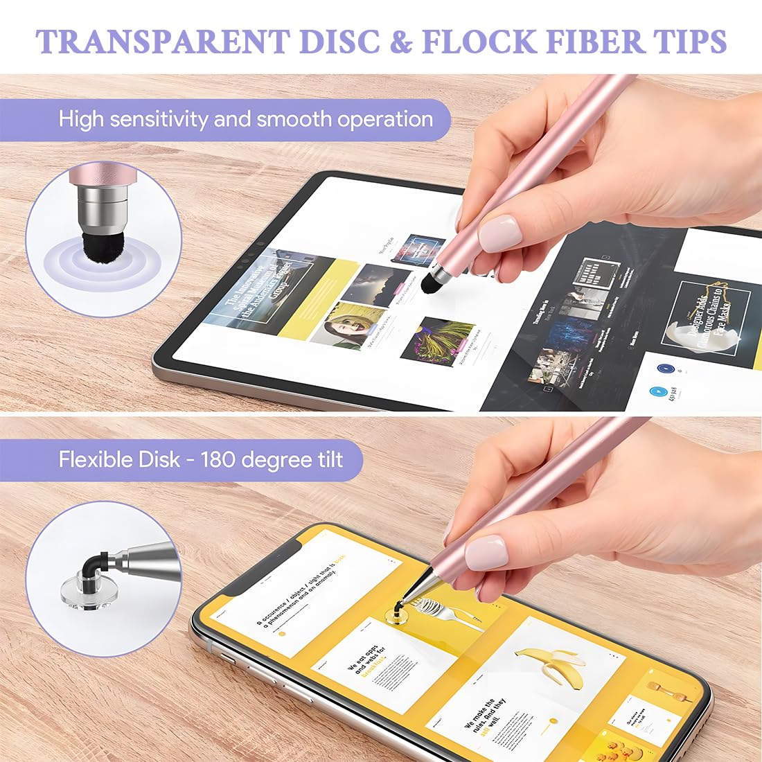 Pennini Stilo 2 in 1 per Touch Screen, Pennino Capacitivo a Punta Fine, Compatibile Cellulare e Tablet