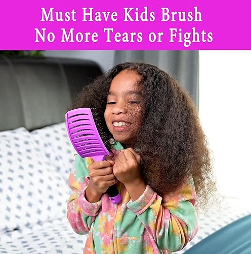 Miniatura 4 de KTKUDY - Cepillo desenredante con cerdas de jabalí para adultos y niños, cabello húmedo o seco, cepillo desenredante para eliminar nudos sin dolor,
