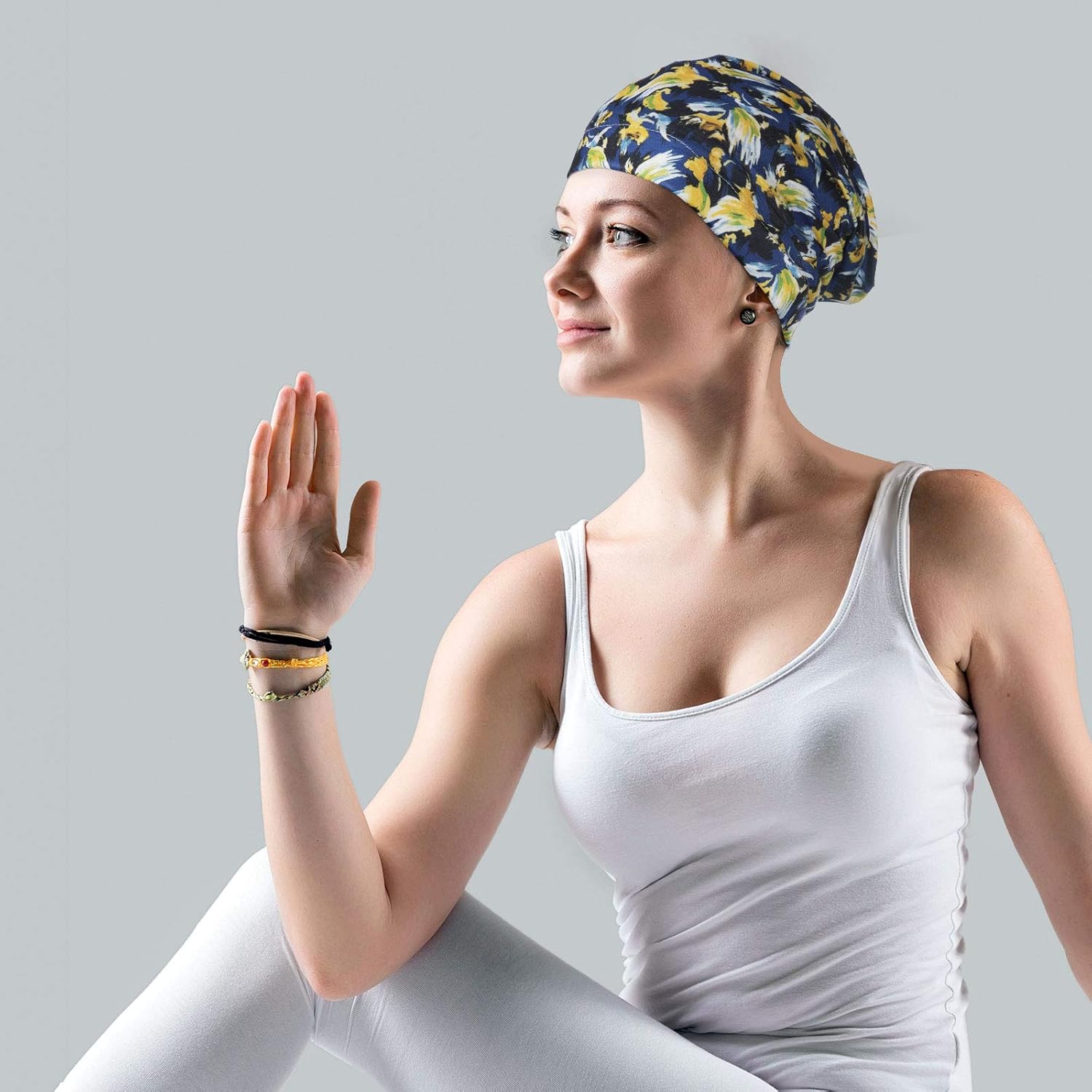 Geyoga 4 Pcs Satin Lined Sleep Cap for Women Adjustable Silk Hair Sleeping Bonnet Satin Lined Head Wrap Scrub Cap - Image 4