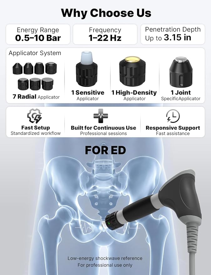 Máquina de terapia por ondas de choque mejorada con aplicador focal miniatura 6