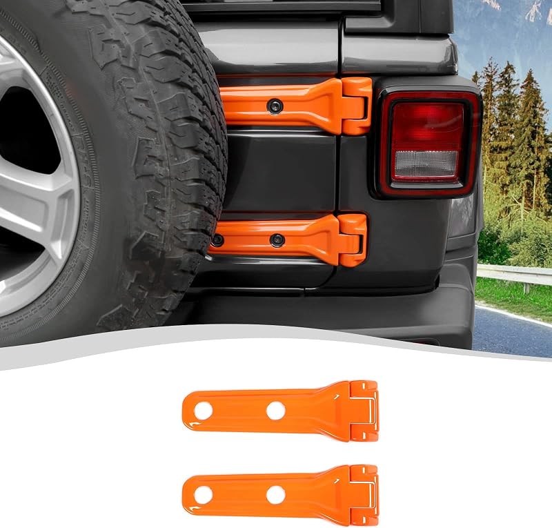 Capa da Dobradiça da Tampa Traseira SQQP para Jeep Wrangler JL JLU 2018–2025 Laranja – 2 unidades