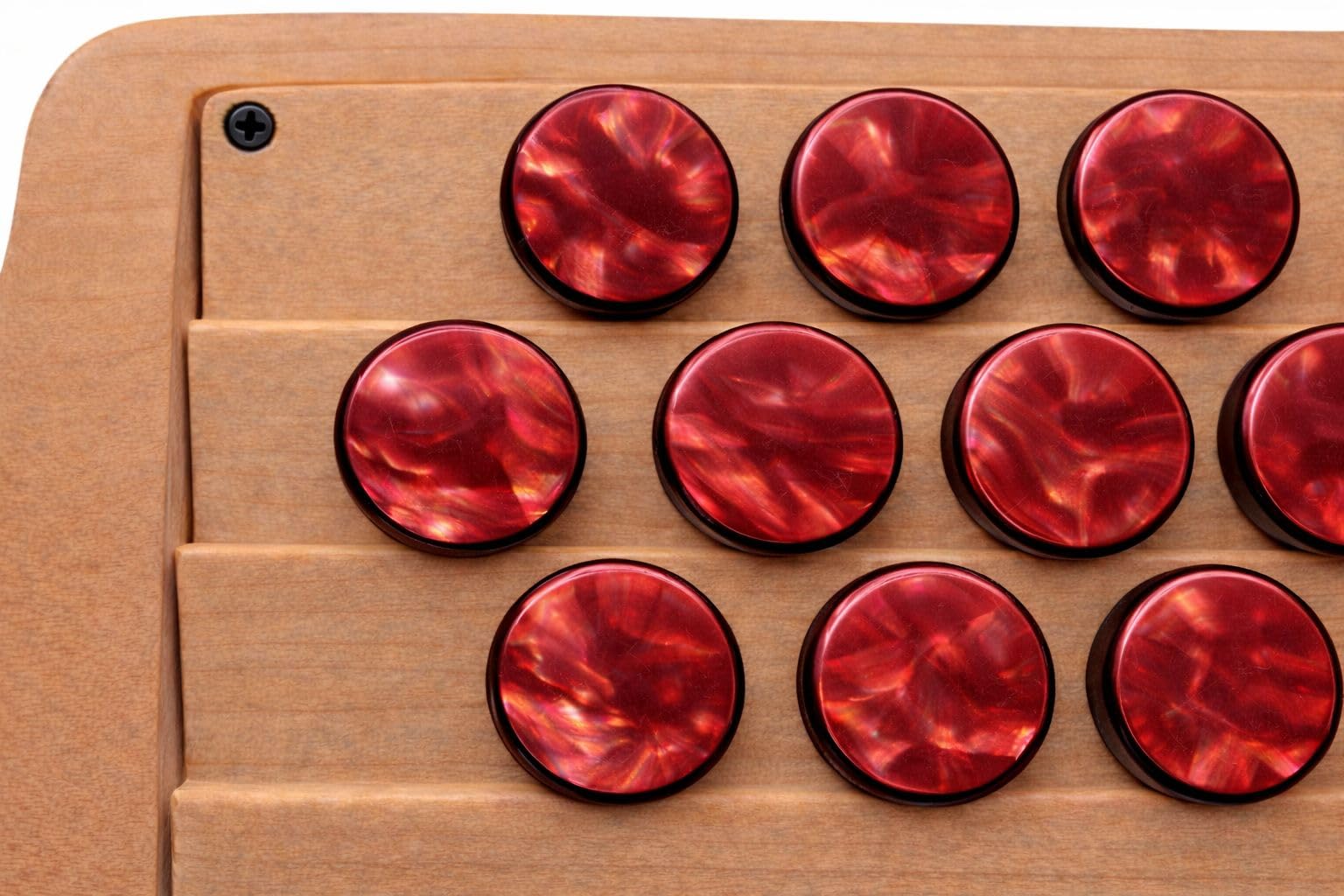 Harmonikaknöpfe Perlmutt rot 58 Stück für Steirische Harmonika – hochwertige Diskantknöpfe zum Nachrüsten & Reparieren – edles Design, langlebig & passgenau – Zubehör für Volksmusikinstrumente