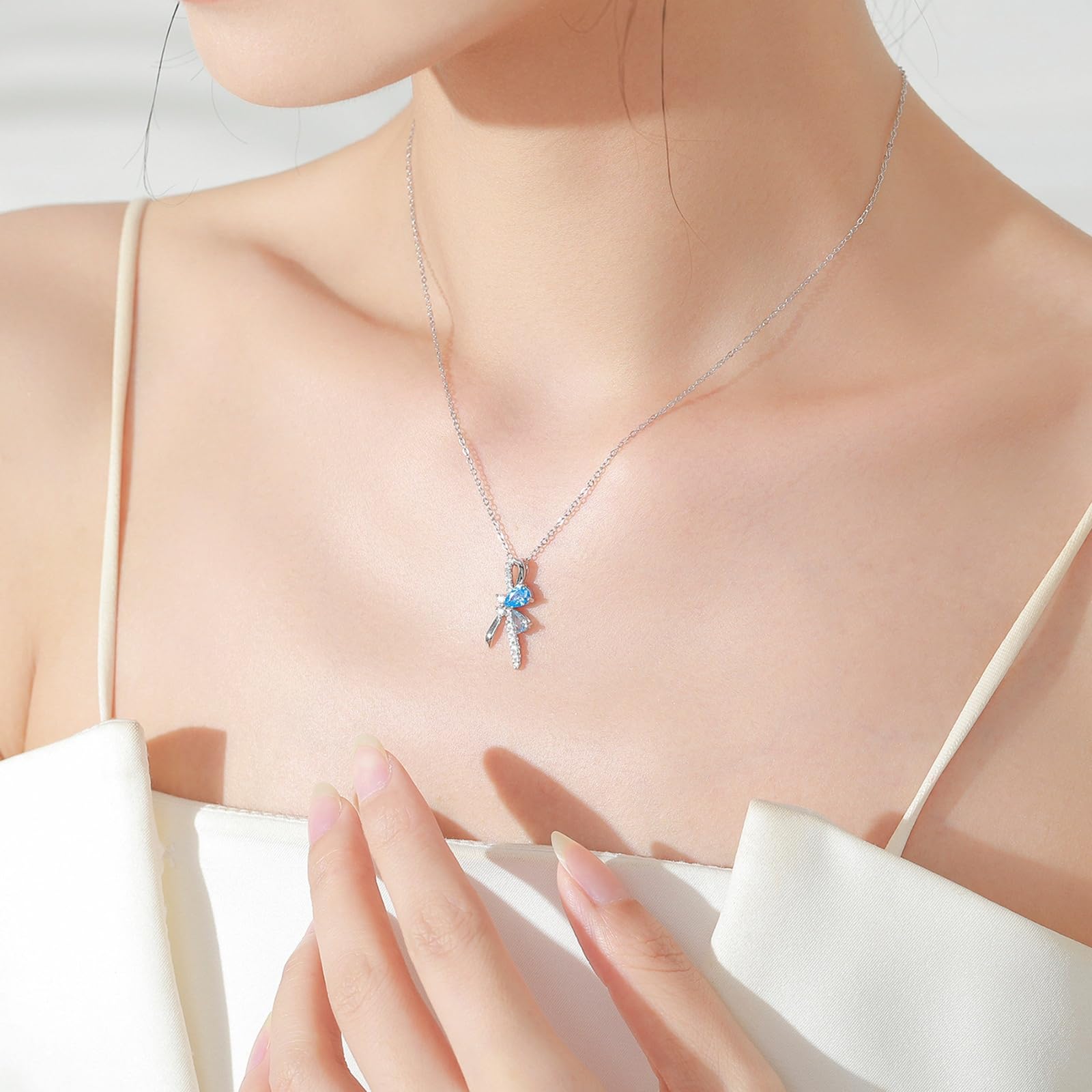 Collares con lazo de 9 quilates para mujer, collar de oro de 9 K, 14 y 18 quilates con topacio y moissanita, cadenas de oro blanco de 18 quilates para ella, 40 + 5 cm