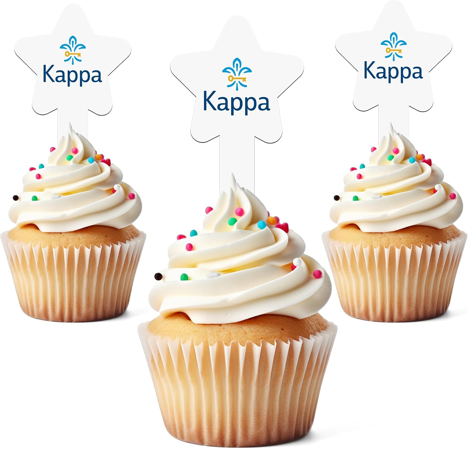 Kappa Kappa Gamma Cupcake Toppers, Officially Licensed Sorority Dessert Picks, Solid Plastic, American-Made (Circle, 25)
