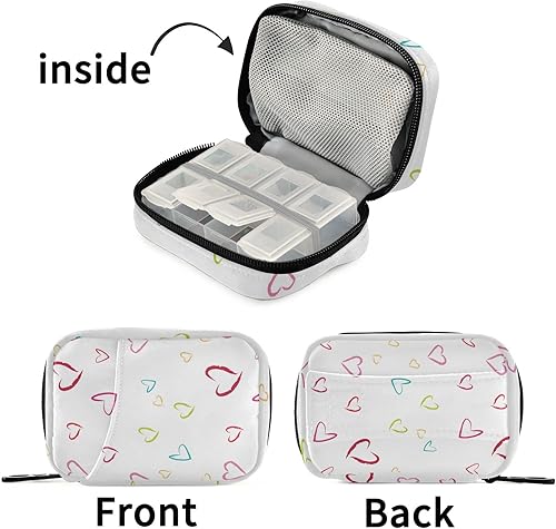 Vista 59 de Pastillero de viaje de dinosaurio beige semanal pequeño (cota), pastillero de 7 días, soporte para vitaminas, organizador de botellas de píldoras