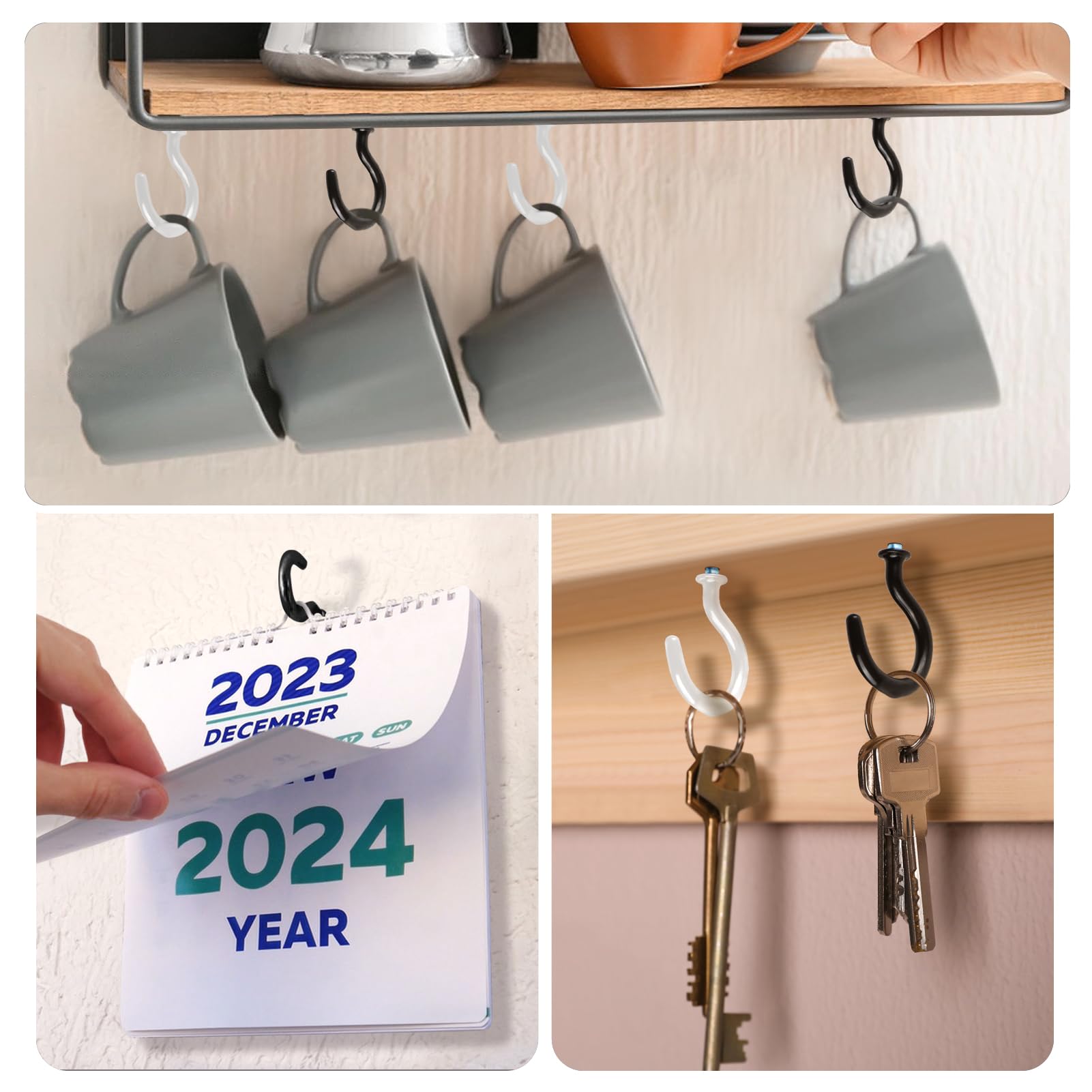 75PCS Crochets Noirs Pour Suspendre Des Crochets à Visser Au Plafond