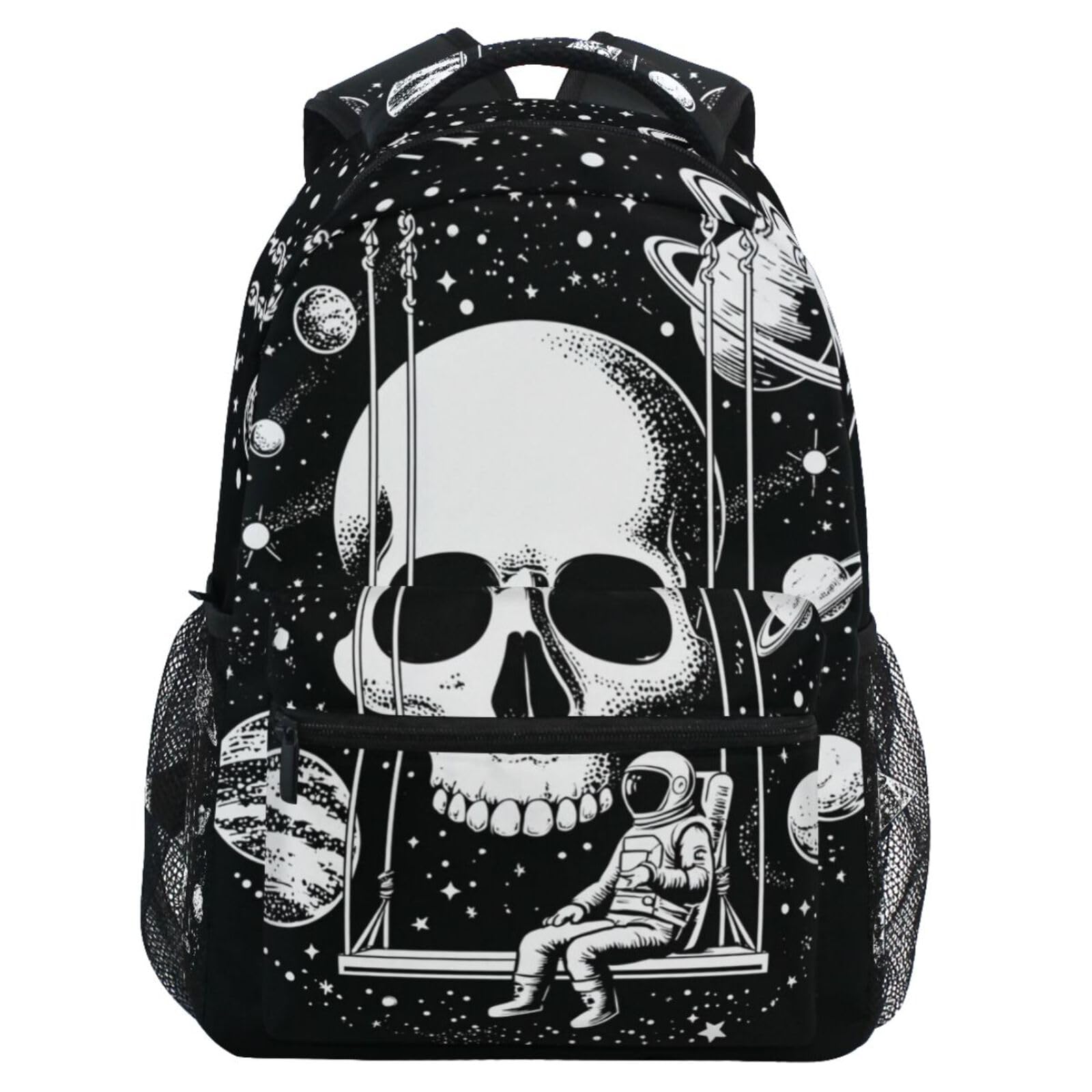 MNSRUU Student Travel School Backpack Playing Swing On Skull Planet College Laptop Backpacks Business iPad Tablet Computer Bookbags for Adult Teen