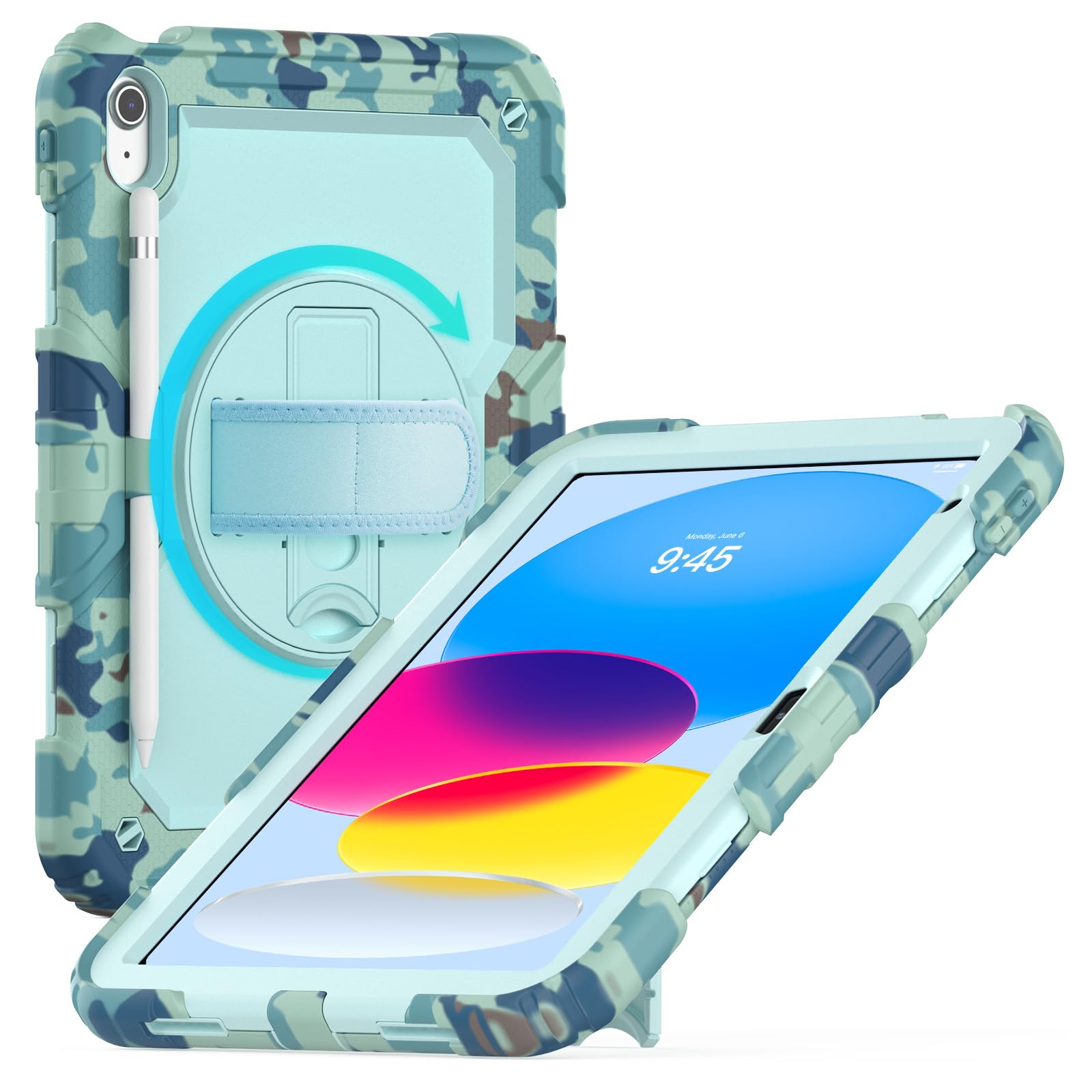 Gylint Case for iPad (A16) 11th/10th Generation 11''/10.9'' 2025/2022, Shockproof 360° Rotating Hand Strap & Kickstand Protective Cover with Screen