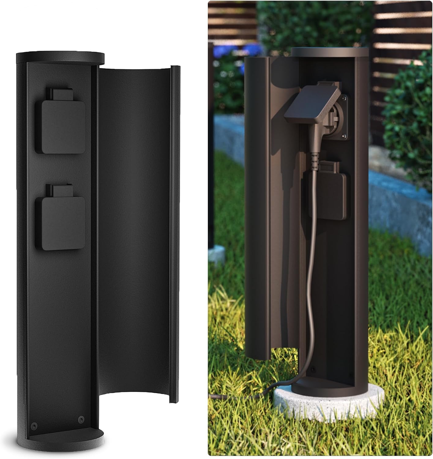 SSCLUXon PALISO Design Steckdosensäule mit 2X Steckdosen für Garten