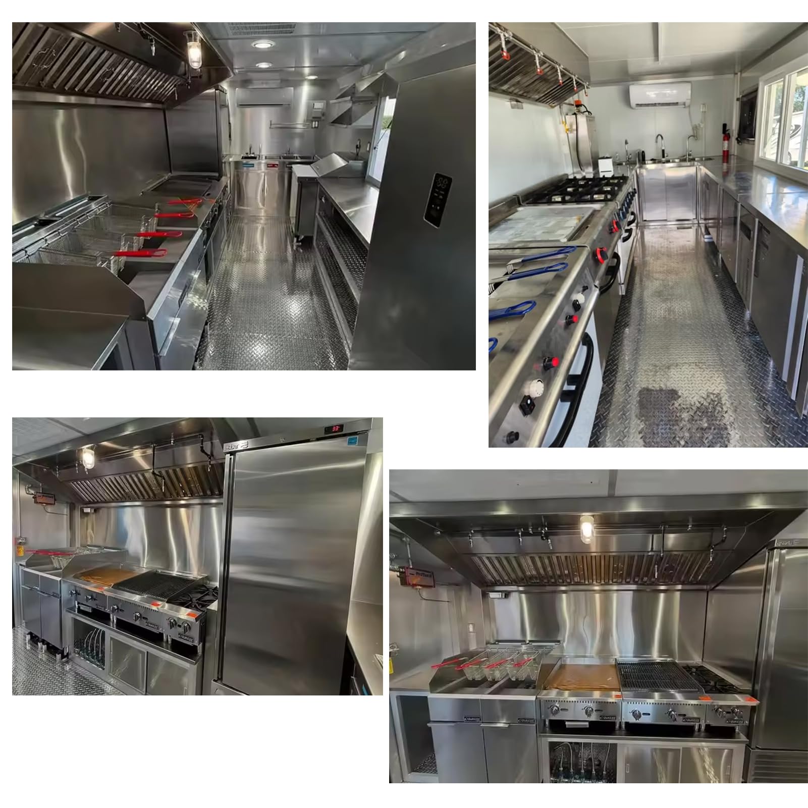 Remolque móvil de camión de alimentos con equipo completo - Diseño Airstream para la venta con café, perro caliente, helado, postre, carrito de bebidas y cocina de panadería para vendedores de 13 pies