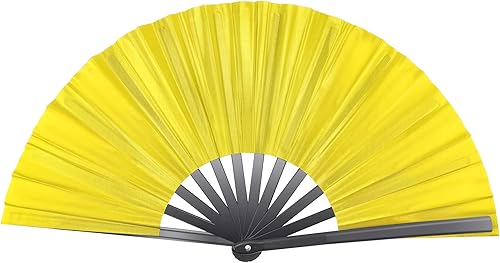 Miniatura 14 de Quacc Ventilador de mano plegable grande de 13 pulgadas, tela de nailon vintage, retro, gran abanico para baile de línea, festival chino de Kung Fu,