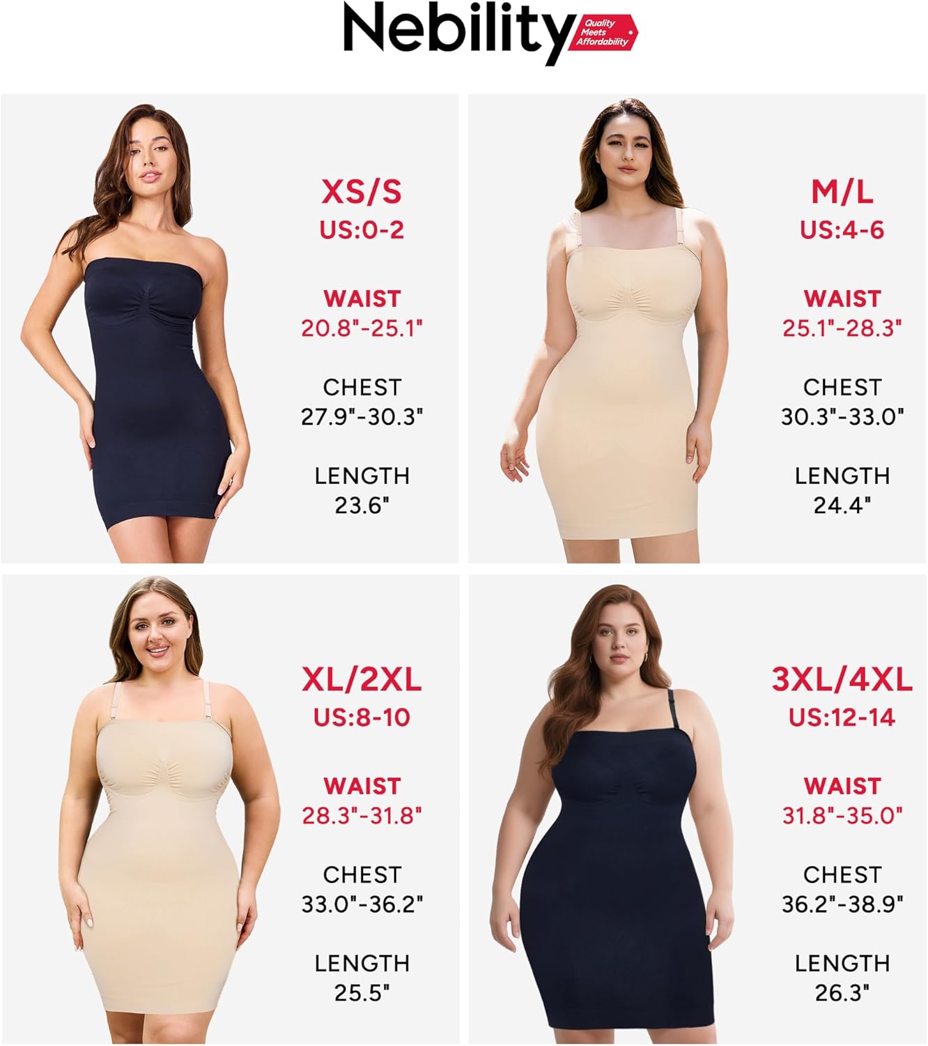 Nebility Strapless Shapewear Slip for Women Tummy Control Body Shaper Under Dress Seamless Lingerie with Removable Straps - Image 6