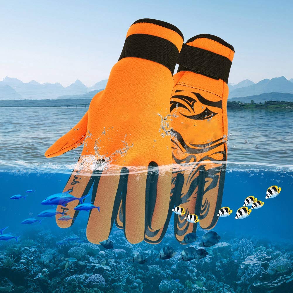 Tbest 2MM Neoprene Diving Gloves Warm Tear Resistant Snorkeling Swimming Gloves for Surfing Sports with Anti Slip Grip (L)