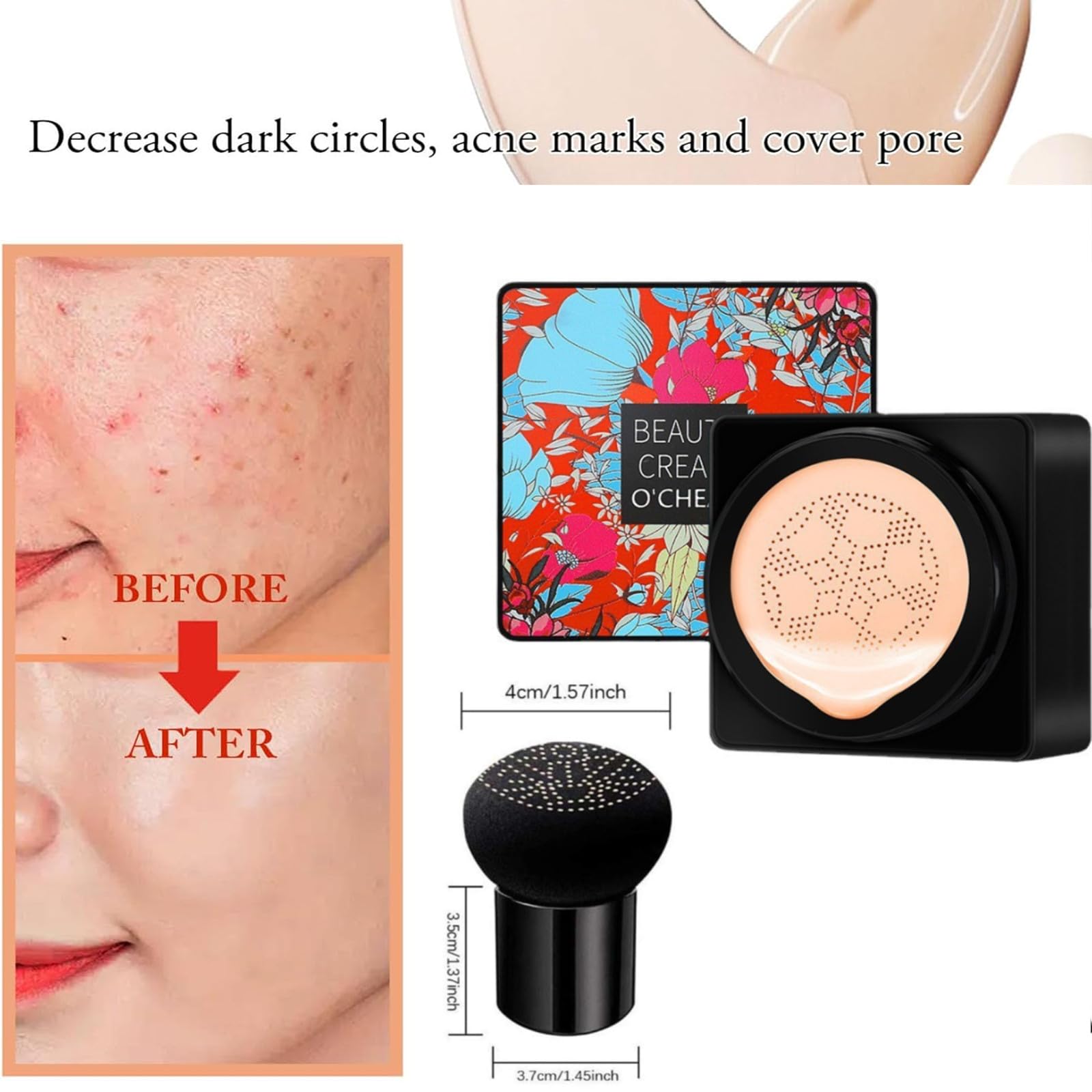 Mushroom Head Air Cushion CC Cream,Moisturizing Concealer Cream - Image 4