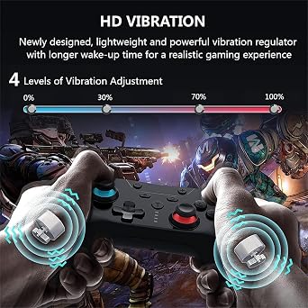 Matbip Switch pro controller, Wireless Switch Controller Compatible with Switch/Lite/OLED, switch controller with 2 back buttons, 3-level TURBO adjustable, blue&red