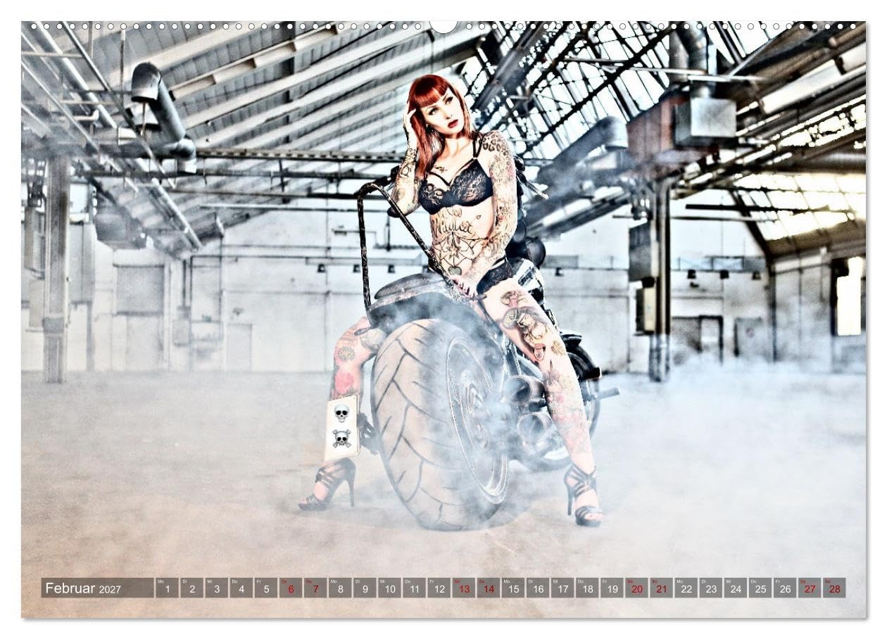CALVENDO - Motorräder und Sexy Girls (Wandkalender 2027 DIN A2 quer), Monatskalender: Stilvoll gestaltete Bilder mit schweren Maschinen und heißen Girls