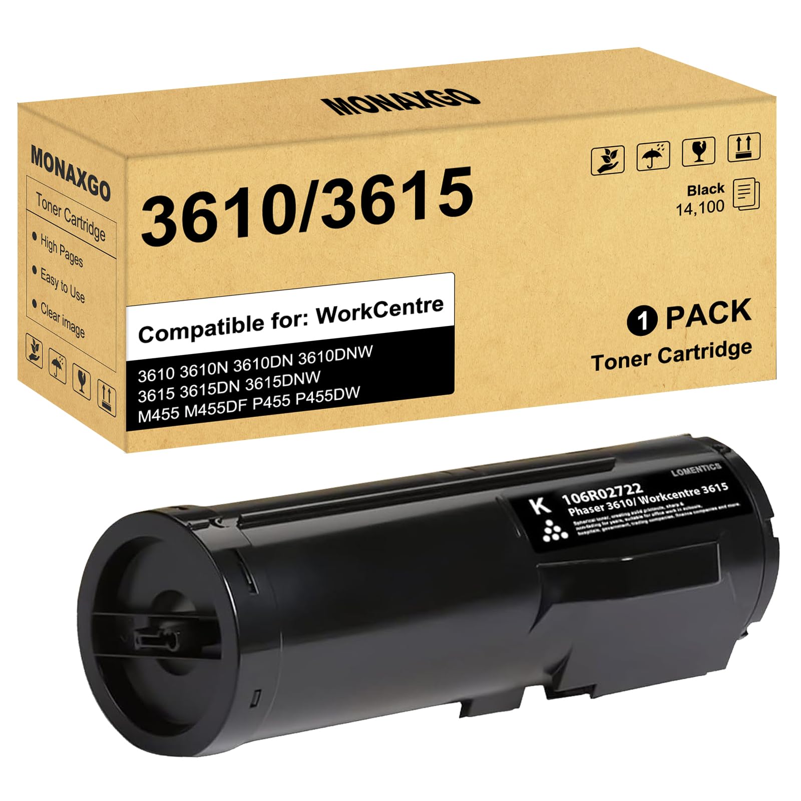 3610 3615 Toner Cartridge 106R02722 Compatible for Xerox Phaser 3610 3615 Toner for WorkCentre 3610N 3610DN 3610DNW 3615DN 3615DNW DocuPrint M455
