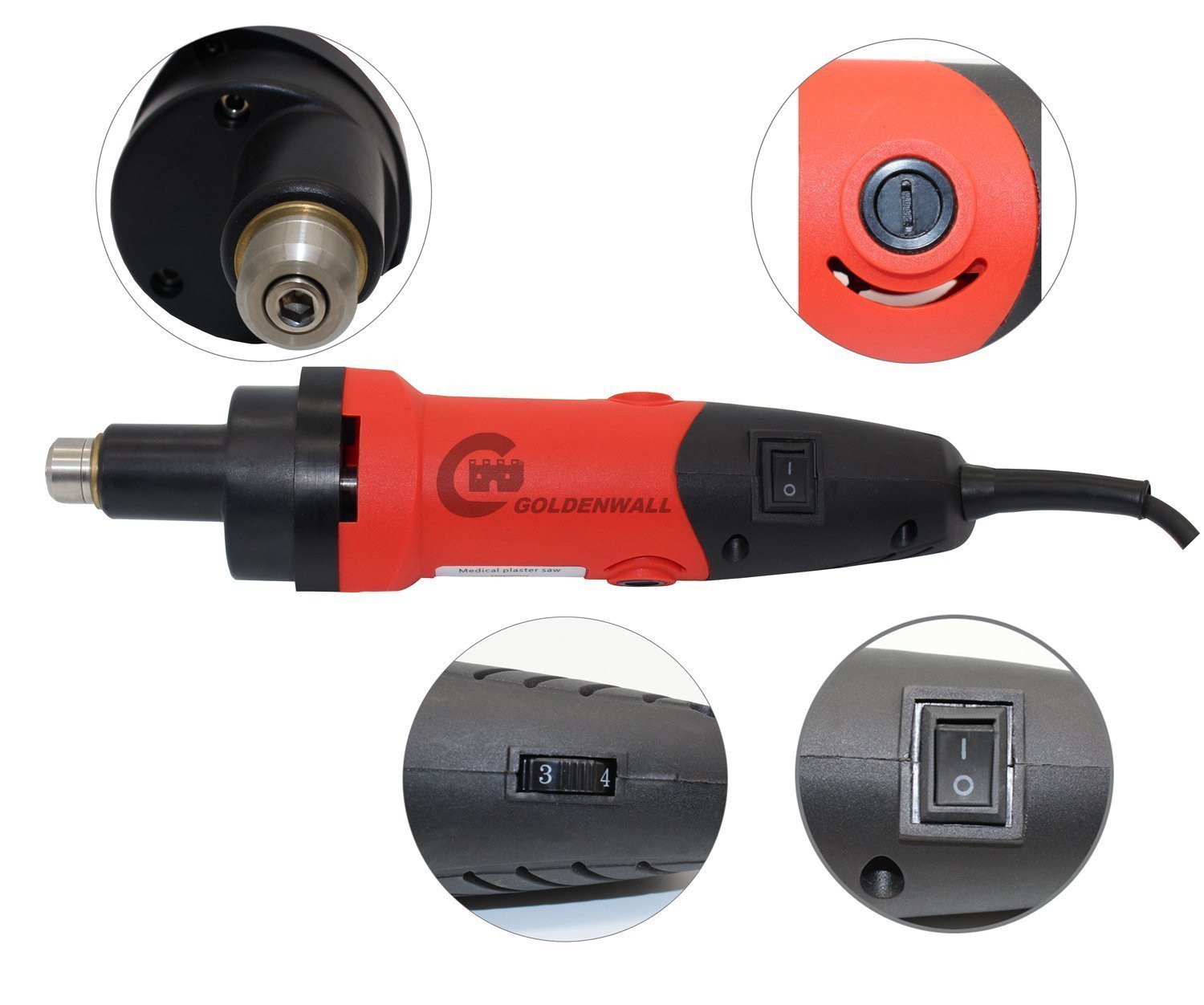 CGOLDENWALL Máquina de corte de yeso de velocidad eléctrica ajustable, con 3 hojas de sierra para rasgar materiales poliméricos, yeso 12500r/min (220 V)