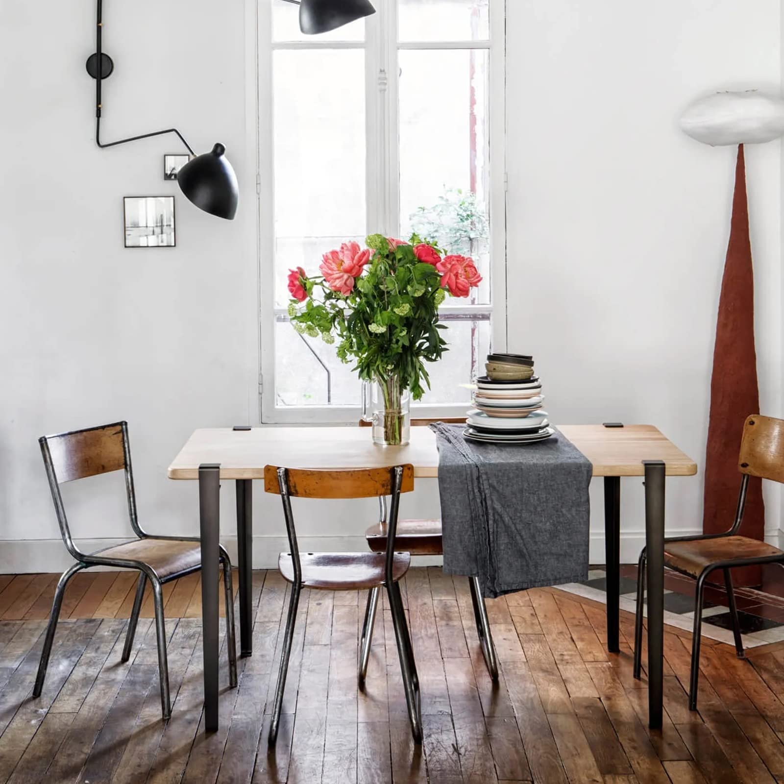 Regulowane metalowe nogi meblowe do projektów DIY i biurek domowych (czarne, 71 cm/28 cali)