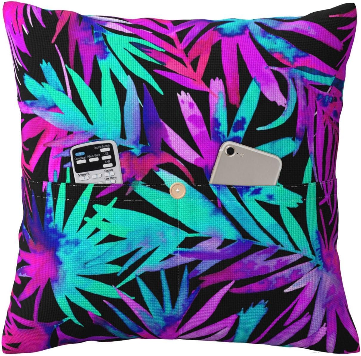 Mxllnbf Palm Blue Throw Pillow Covers, 20 X 20 Inch Pocket