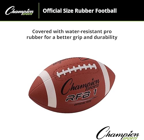 Miniatura 2 de Champion Sports Rubber Football Durable All-Weather Football with Enhanced Grip - Backyard Play & Training Pee Wee to Official Sizes